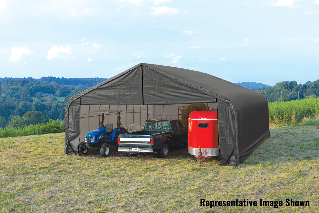 ShelterCoat 28' x 20' Garage Peak Gray STD - 86062 - ShelterLogic - Backyard Caravan LLC