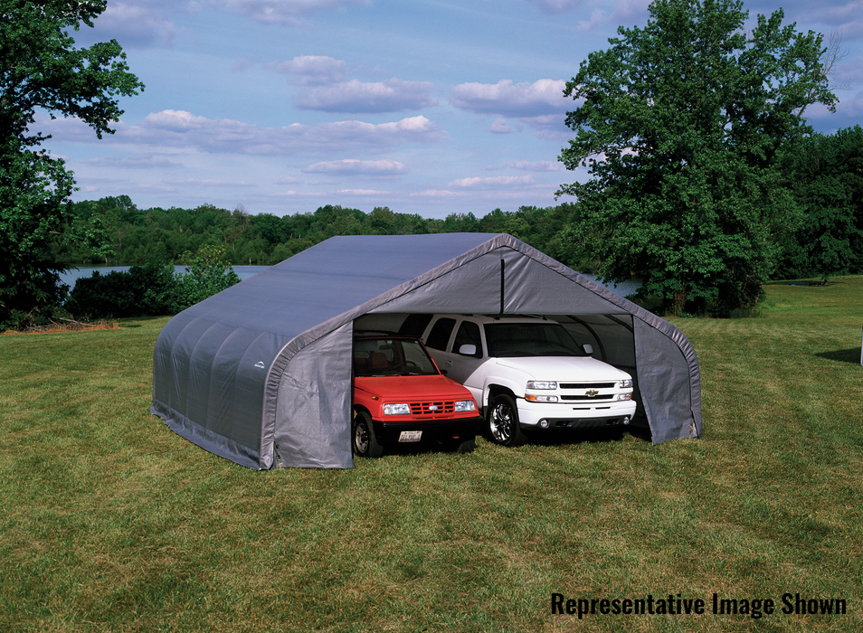 ShelterCoat 22' x 24' Garage Peak Gray STD - 82143 - ShelterLogic - Backyard Caravan LLC