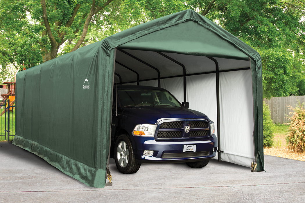 ShelterTube 12 x 30 ft. Garage Green STD - 62811 - ShelterLogic - Backyard Caravan LLC