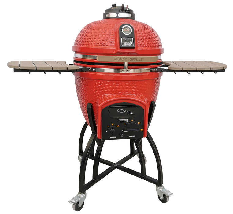 Vision C-RC1F1 52 Inch Deluxe Kamado Grill, Red - C-RC1F1 - Vision Grills