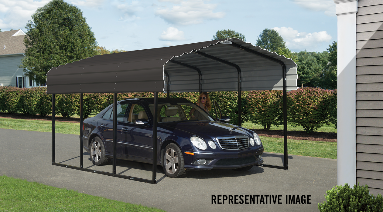 Steel Carport 10 x 24 x 7 ft. Galvanized Black or Charcoal - CPHC102407 - Arrow Storage Products - Backyard Caravan LLC