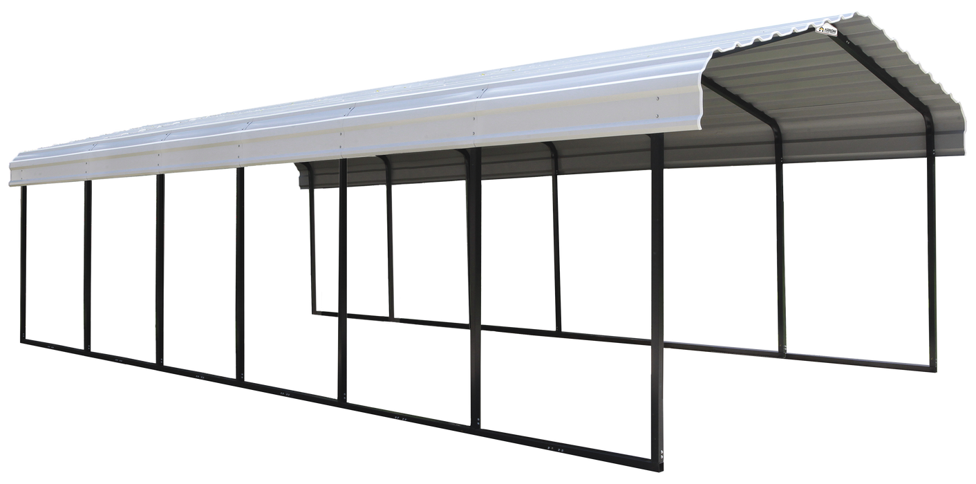 Steel Carport 12 x 29 x 7 ft. Galvanized Eggshell - CPH122907 - Arrow Storage Products