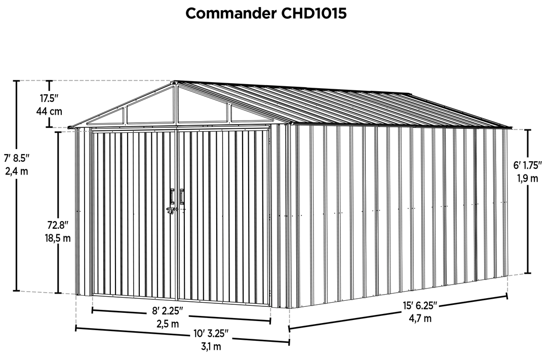 Commander 10 x 10 ft. Steel Storage Building Eggshell - CHD1010-A - Arrow Storage Products - Backyard Caravan LLC