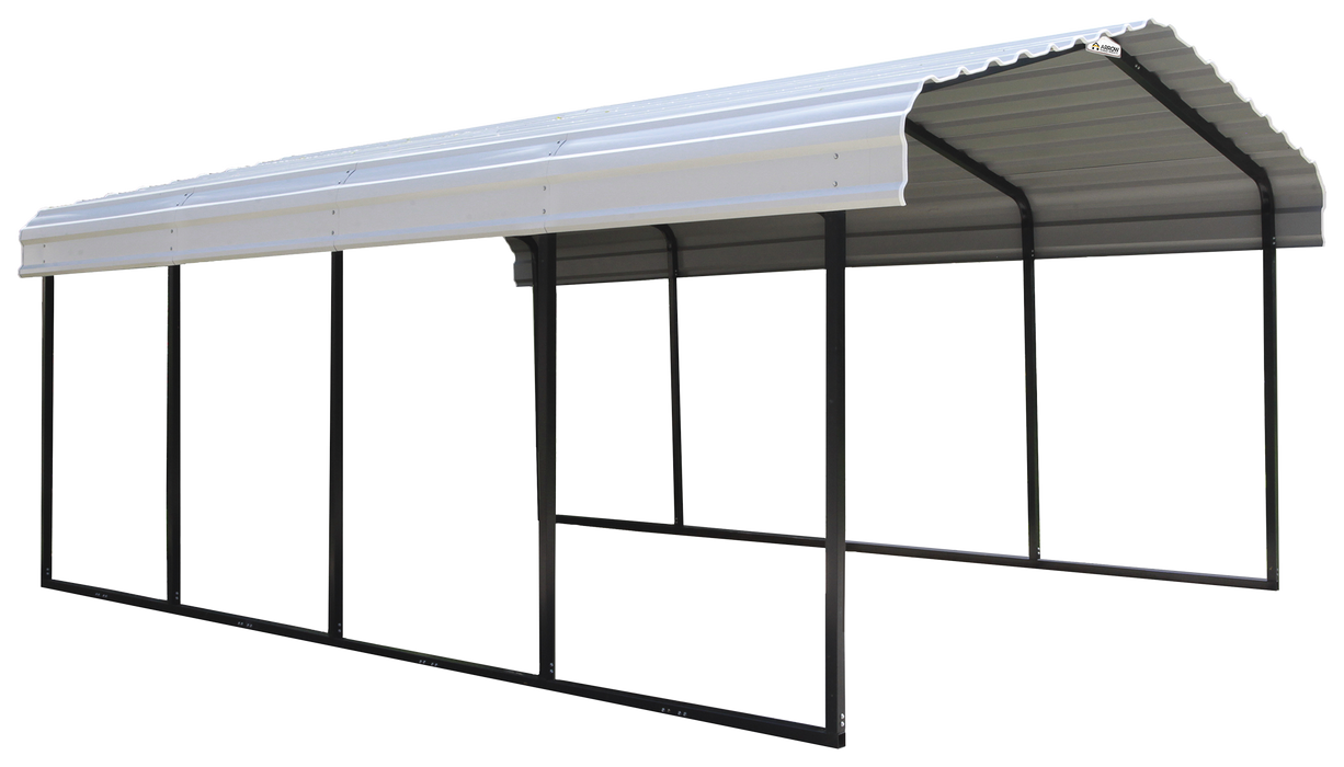 Steel Carport 12 x 20 x 7 ft. Galvanized Eggshell - CPH122007 - Arrow Storage Products