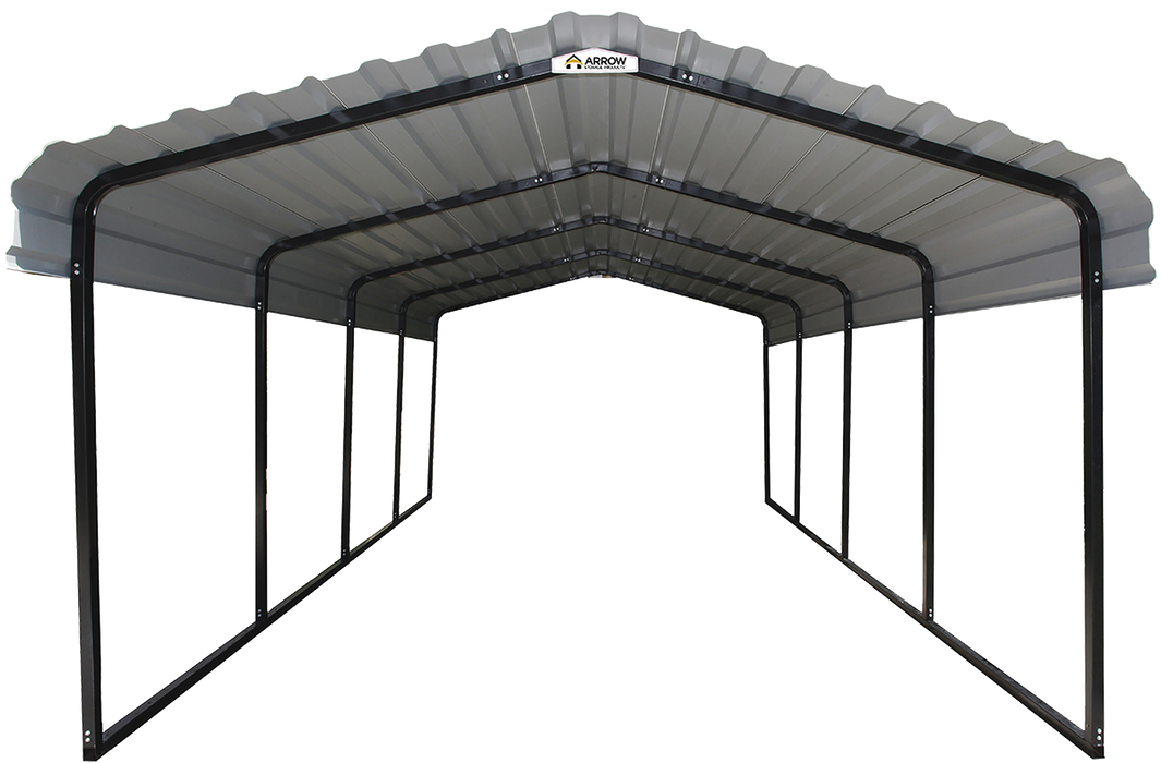 Steel Carport 12 x 20 x 7 ft. Galvanized Eggshell - CPH122007 - Arrow Storage Products