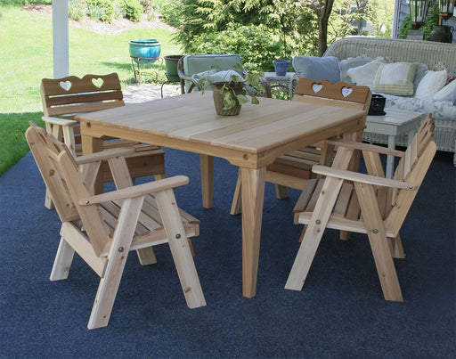 Cedar Country Hearts Dining Set (Table and 4 Chairs) - Creekvine Designs - Backyard Caravan LLC