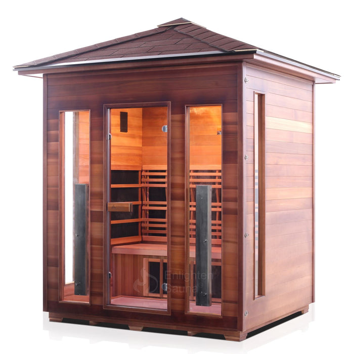 Enlighten Rustic 4 Person Outdoor/Indoor Infrared Sauna - 17378 - Enlighten Sauna