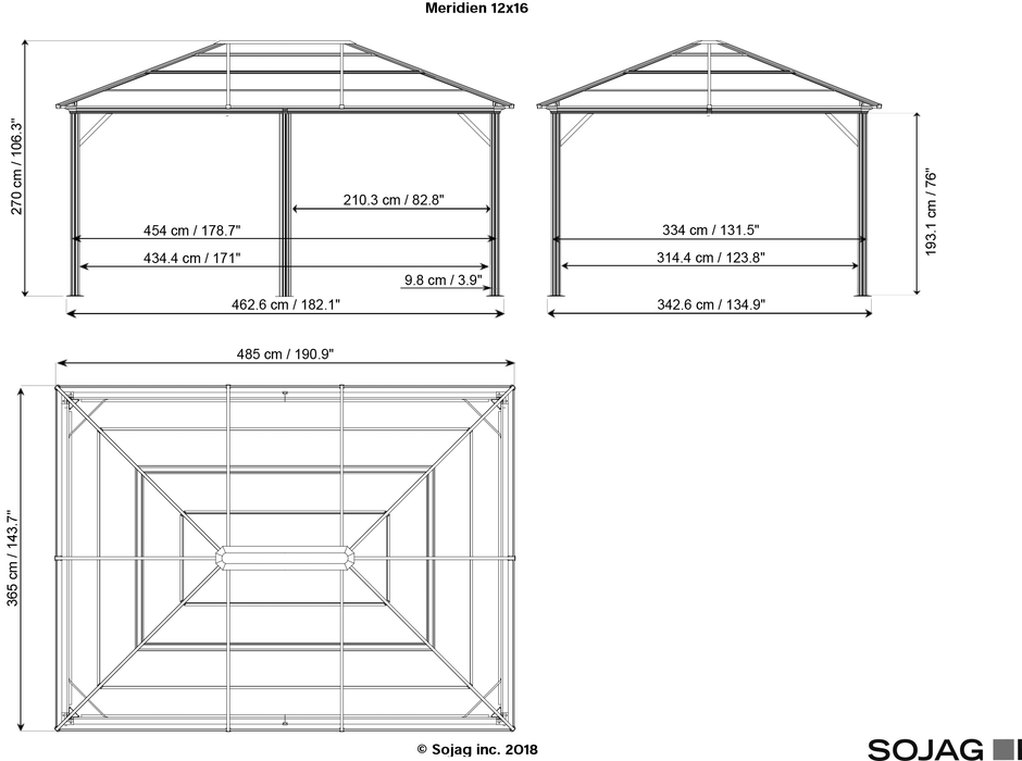 Meridien Gazebo 12' x 16' - (500-9162950) - Sojag - Backyard Caravan LLC