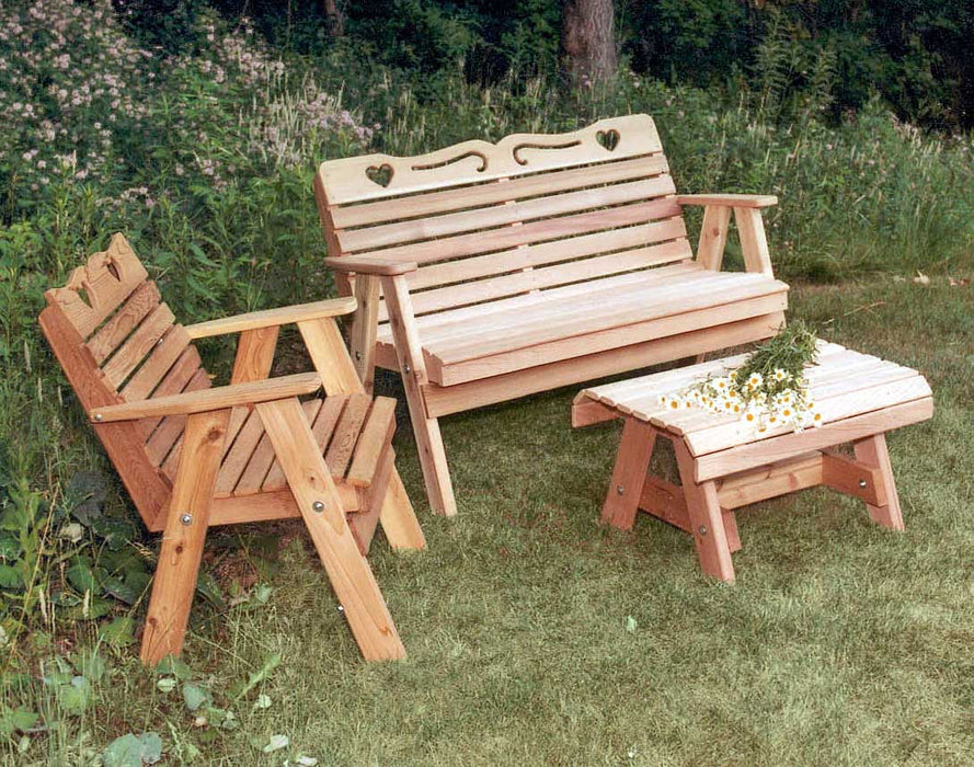 Cedar Country Hearts Furniture Collection (Bench, Chair, Table) - Creekvine Designs - Backyard Caravan LLC