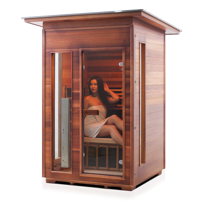 Enlighten Rustic 2 Person Outdoor/Indoor Infrared Sauna - 17376 - Enlighten Sauna