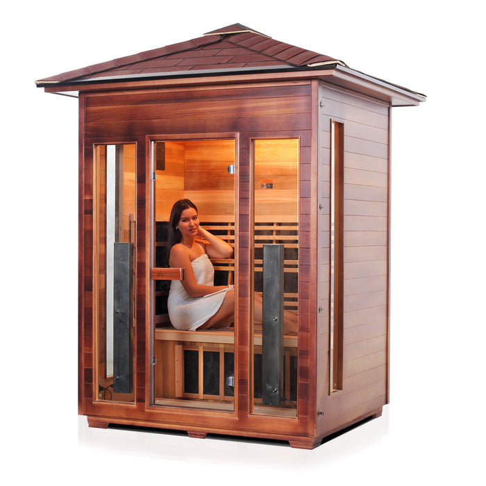 Enlighten Rustic 3 Person Outdoor/Indoor Infrared Sauna - 17377 - Enlighten Sauna