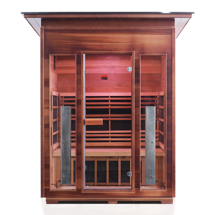 Enlighten Rustic 3 Person Outdoor/Indoor Infrared Sauna - 17377 - Enlighten Sauna