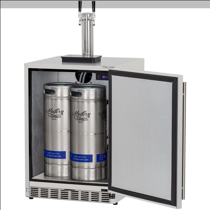 Summerset 25-Inch 6.6 Cu. Ft. Outdoor Rated Dual Tap Beer Dispenser/Kegerator - SSRFR-24DK2- Summerset Grills