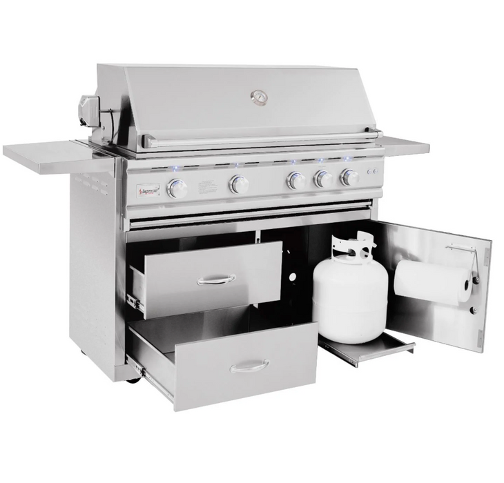 Summerset TRL Deluxe 44-Inch 4-Burner Natural Gas Grill With Rotisserie w/ Cart - TRLD44A-NG + CART-TRLD44-DC- Summerset Grills