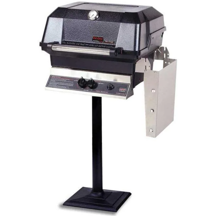 MHP JNR4DD Propane Gas Grill With Stainless Steel Shelves And SearMagic Grids On Bolt Down Post - JNR4DD-PS + MPB - MHP Grills