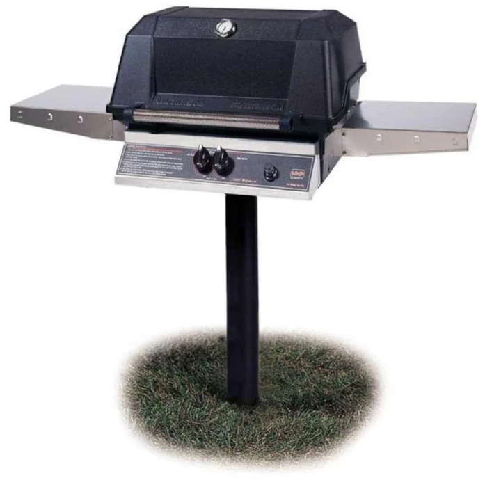 MHP WNK4DD Natural Gas Grill With Stainless Steel Shelves And Stainless Grids On In-Ground Post - WNK4DD-N + MPP - MHP Grills