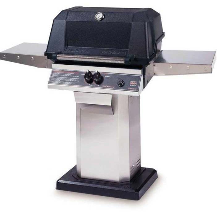 MHP WNK4DD Natural Gas Grill With Stainless Steel Shelves And Stainless Grids On Stainless Patio Base - WNK4DD-N + OCOL + OP-N - MHP Grills