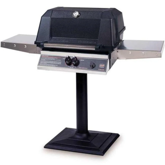 MHP WNK4DD Propane Gas Grill With Stainless Steel Shelves And Stainless Grids On Bolt Down Post - WNK4DD-P + MPB - MHP Grills