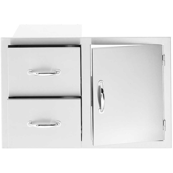 Summerset 30-Inch Stainless Steel Right-Hinged Access Door & Double Drawer Combo - SSDC2-30 - Summerset Grills