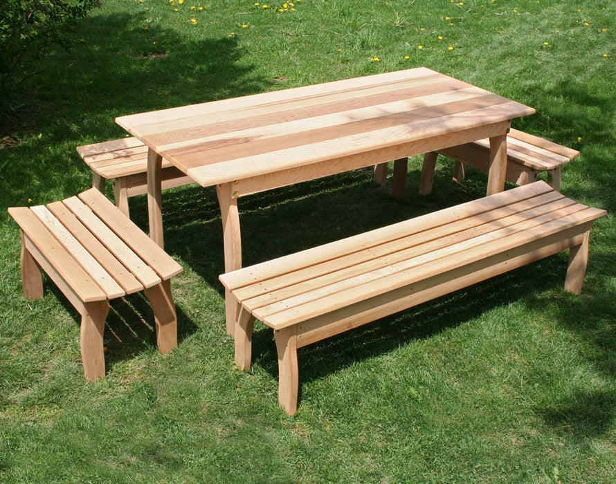 58" Cedar Family Dining Set Table with (4) Benches - Creekvine Designs - Backyard Caravan LLC