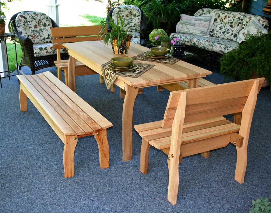46" Cedar Gathering Dining Set Table with (4) Benches - Creekvine Designs - Backyard Caravan LLC