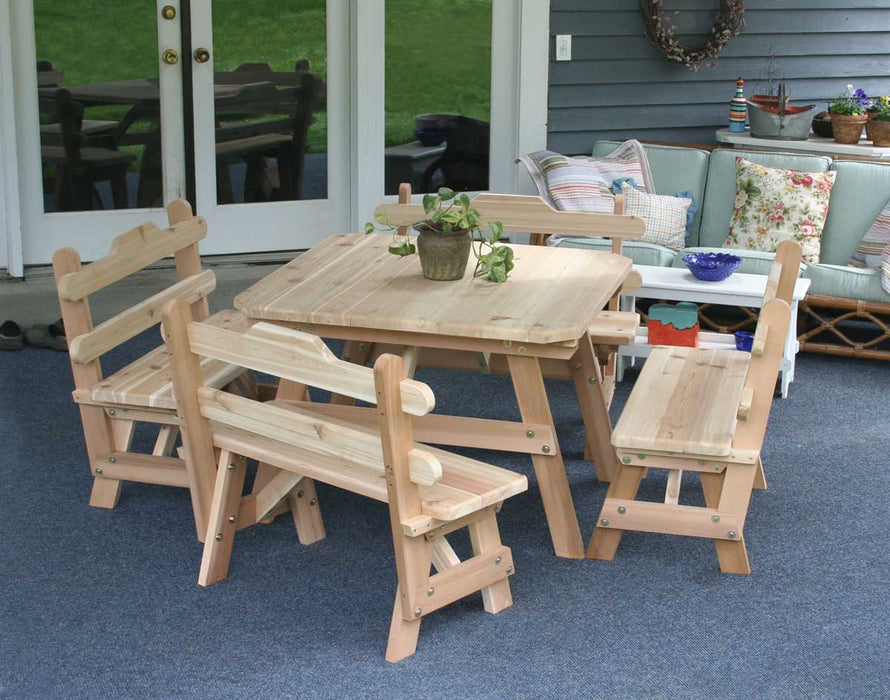 Cedar Four Square Dining Set (Table and 4 Chairs) - Creekvine Designs - Backyard Caravan LLC