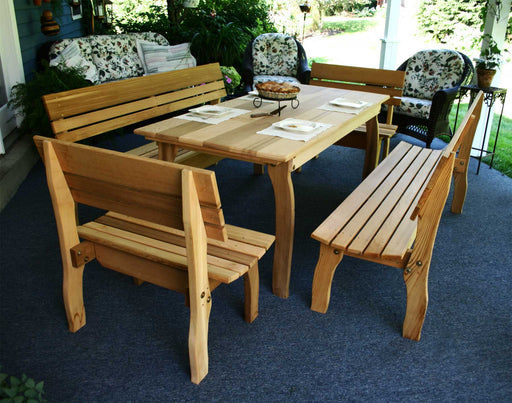 94" Cedar Chickadee Dining Set Table with (4) Benches - Creekvine Designs - Backyard Caravan LLC