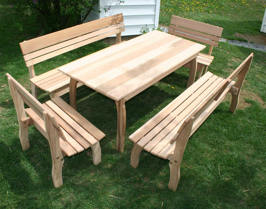 46" Cedar Chickadee Dining Set Table with (4) Benches - Creekvine Designs - Backyard Caravan LLC