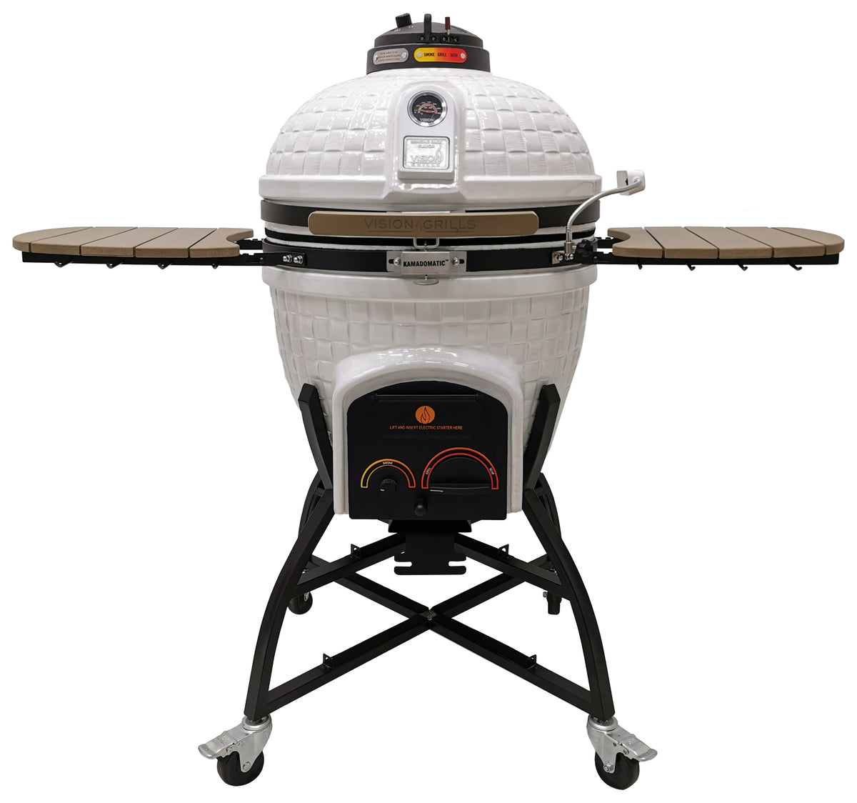 Vision Grills Elite XD702 Maxis 24-in W Metallic Gun Metal Grey Kamado  Charcoal Grill in the Charcoal Grills department at